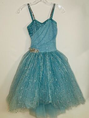 Weissman Blue Sequin Hi-Low Tulle Lyrical Dance Costume Dress XSA